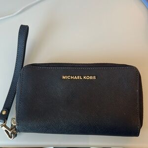 Michael Kors Black Leather Wristlet